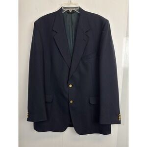 VTG Hopsack Jacket 46 XL Navy Blazer Crested Gold Buttons Sport Coat Made in USA